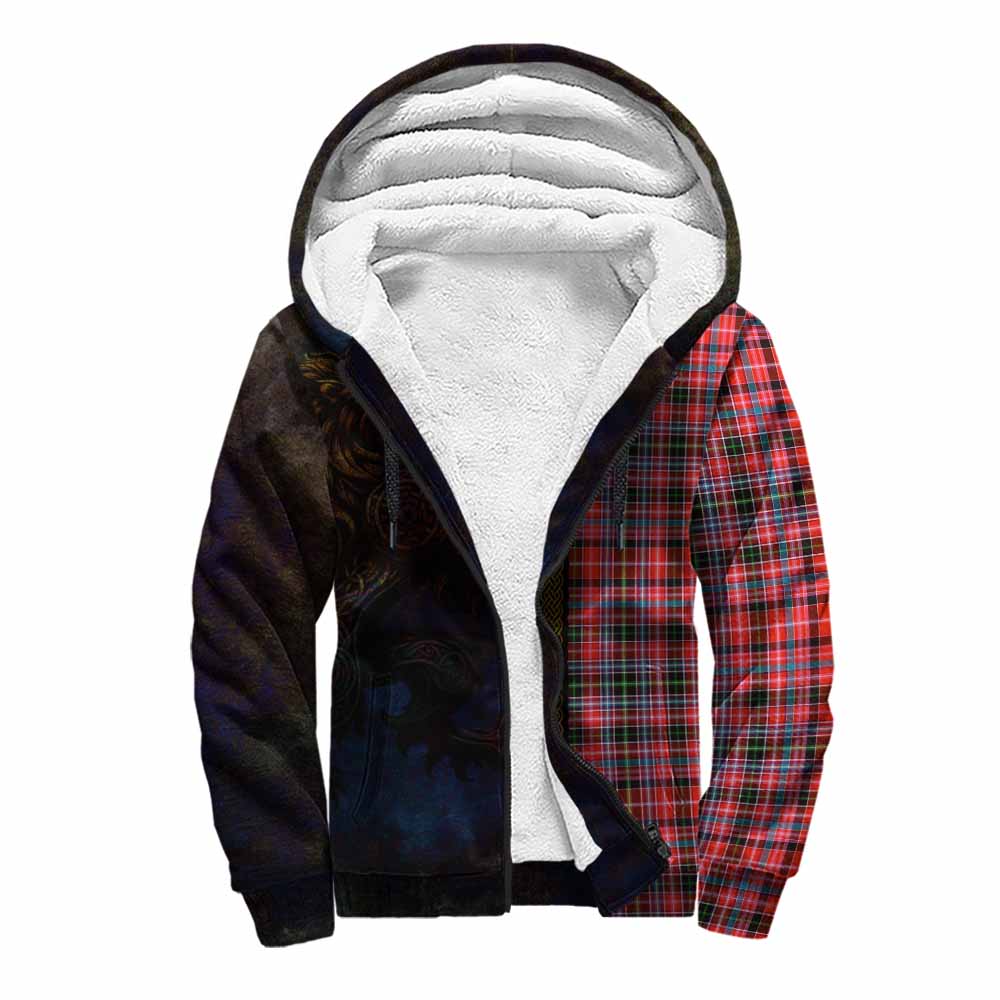 Tartan Vibes Clothing Straiton Tartan Family Crest Sherpa Hoodie Alba Gu Brath Be Brave Lion Ancient Style