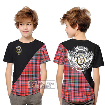 Straiton Tartan Kid T-Shirt with Family Crest and Military Logo Style Youth XL Size14 - Tartanvibesclothing Shop