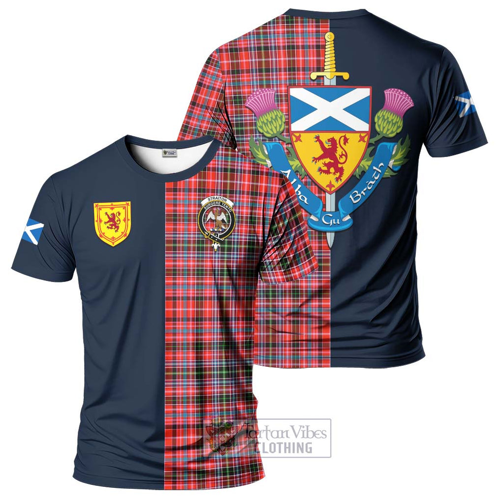 Straiton Tartan T-Shirt Alba with Scottish Lion Royal Arm Half Style Kid's Shirt - Tartan Vibes Clothing
