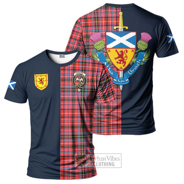 Straiton Tartan T-Shirt Alba with Scottish Lion Royal Arm Half Style Kid's Shirt - Tartan Vibes Clothing