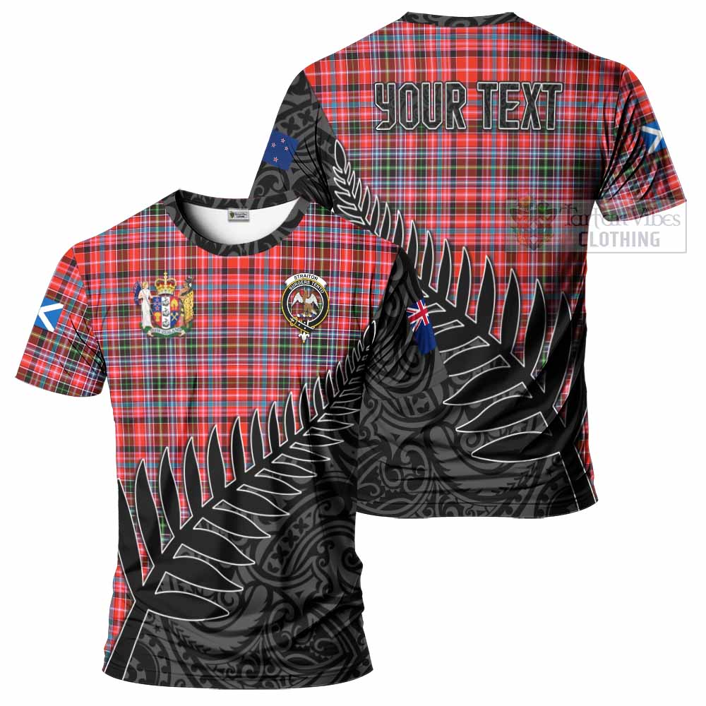 Tartan Vibes Clothing Straiton Crest Tartan T-Shirt with New Zealand Silver Fern Half Style