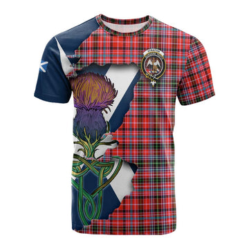 Tartan Vibes Clothing Straiton Tartan Family Crest Cotton T-shirt Scottish Thistle Celtic Inspired