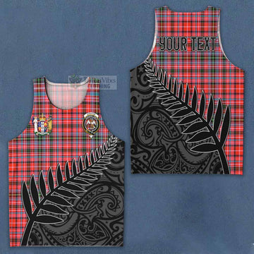 Tartan Vibes Clothing Straiton Crest Tartan Men's Tank Top with New Zealand Silver Fern Half Style
