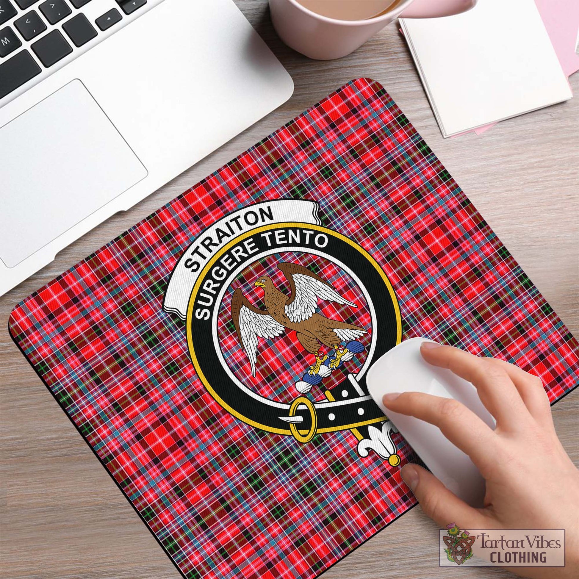 Tartan Vibes Clothing Straiton Tartan Mouse Pad with Family Crest