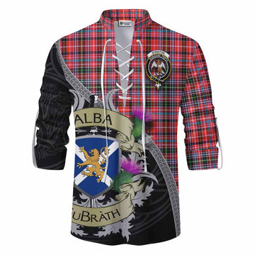Straiton Tartan Family Crest Ghillie Kilt Shirt Lion Rampant Royal Thistle Shield Celtic Inspired