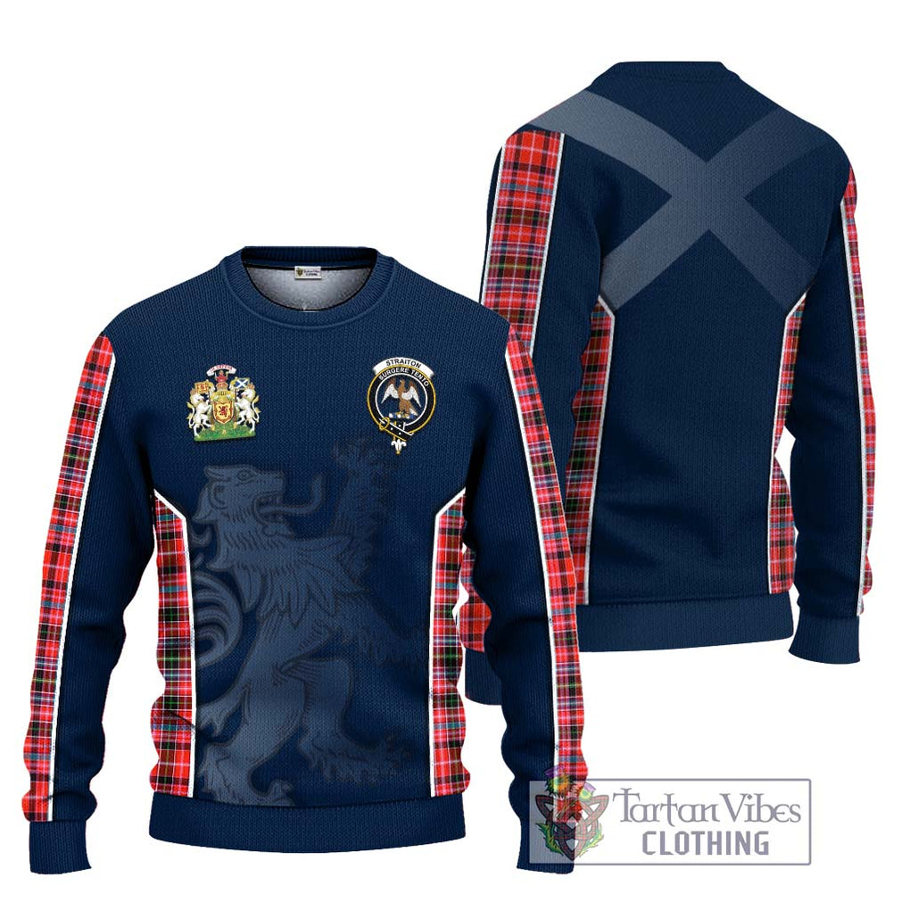 Straiton Tartan Knitted Sweater with Family Crest and Lion Rampant Vibes Sport Style Unisex - Tartan Vibes Clothing