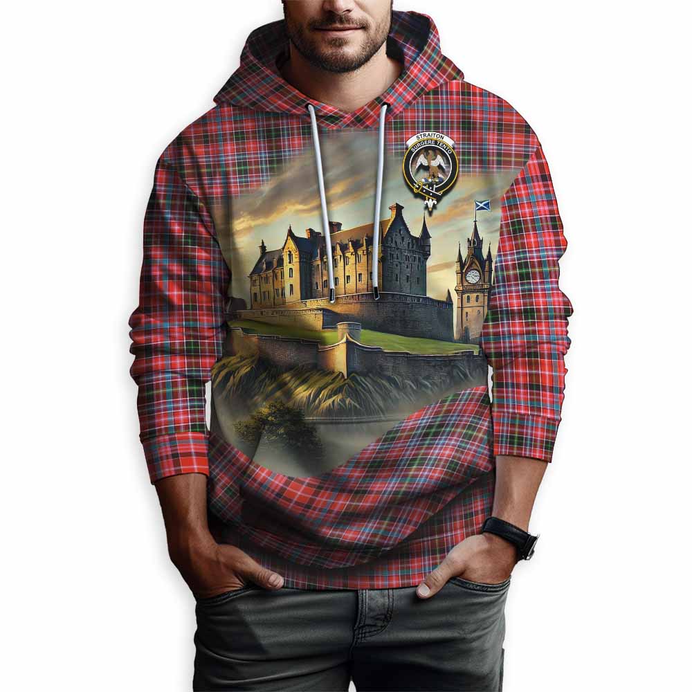 Tartan Vibes Clothing Straiton Tartan Family Crest Hoodie with Scottish Ancient Castle Style