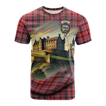 Tartan Vibes Clothing Straiton Tartan Family Crest Cotton T-shirt with Scottish Ancient Castle Style