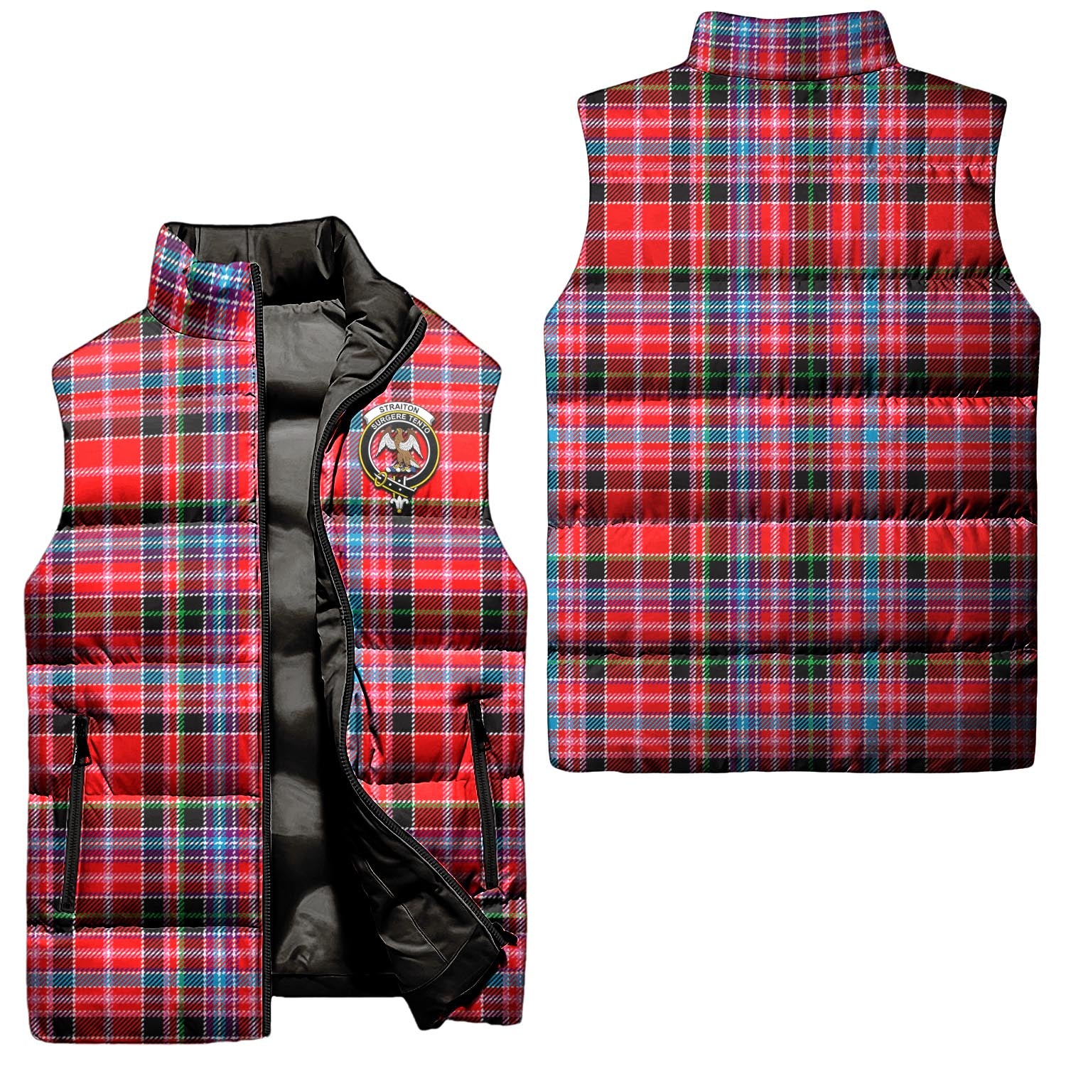 Straiton Tartan Sleeveless Puffer Jacket with Family Crest Unisex - Tartanvibesclothing