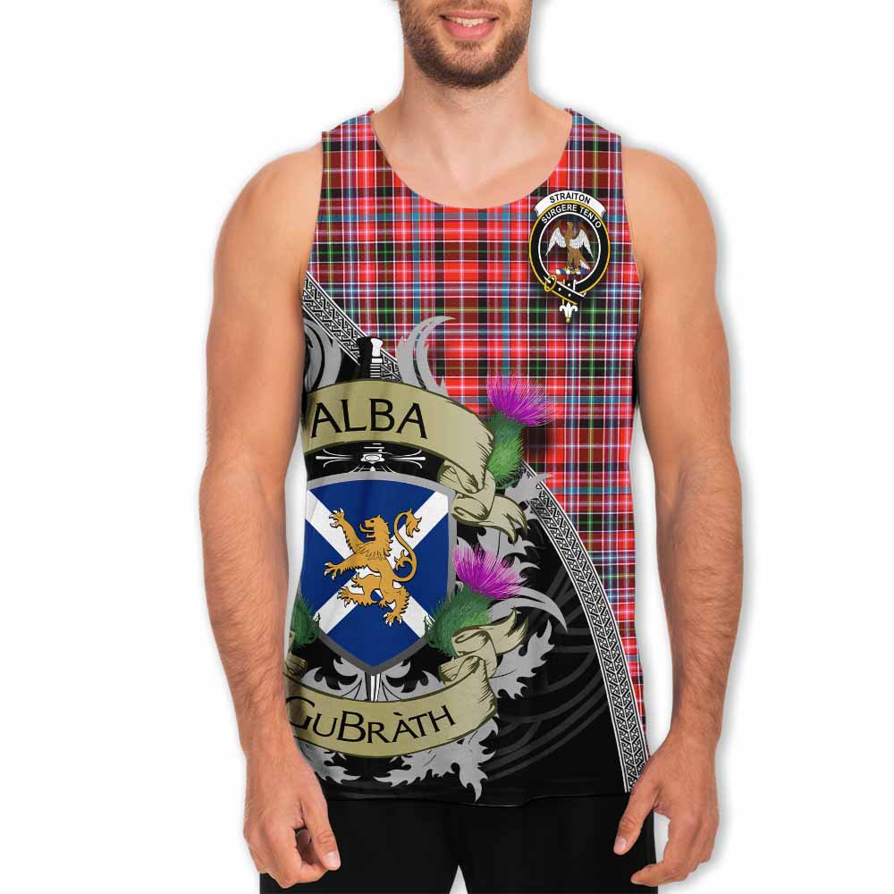 Tartan Vibes Clothing Straiton Tartan Family Crest Men's Tank Top Lion Rampant Royal Thistle Shield Celtic Inspired