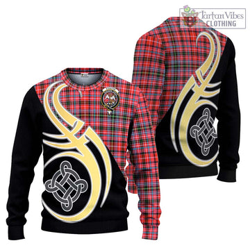 Straiton Tartan Knitted Sweater with Family Crest and Celtic Symbol Style Unisex - Tartan Vibes Clothing
