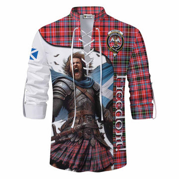 Straiton Crest Tartan Ghillie Kilt Shirt Inspired by the Freedom of Scottish Warrior