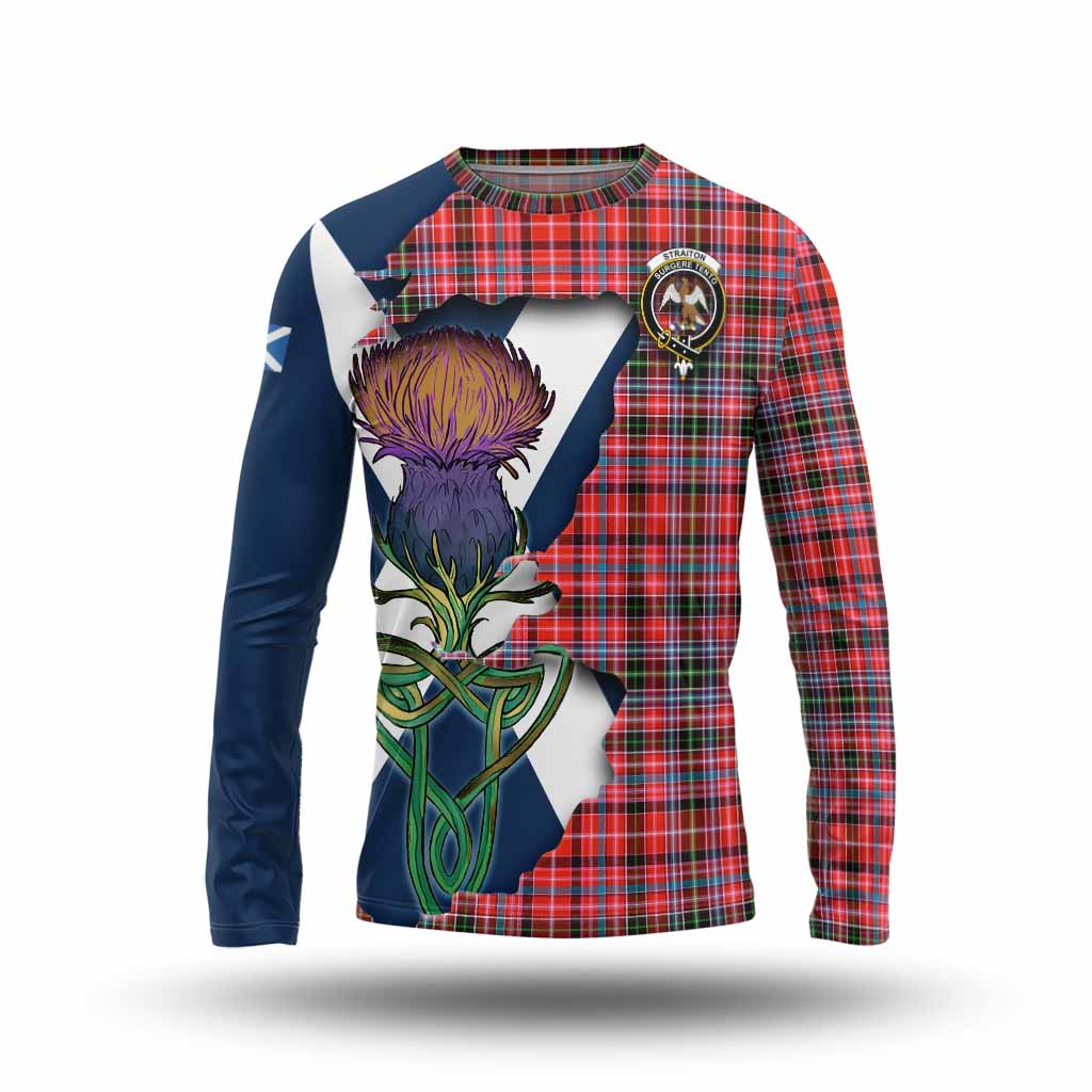 Tartan Vibes Clothing Straiton Tartan Family Crest Long Sleeve T-Shirt Scottish Thistle Celtic Inspired