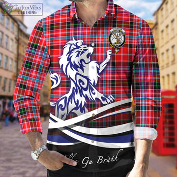 Straiton Tartan Long Sleeve Button Up Shirt with Alba Gu Brath Regal Lion Emblem