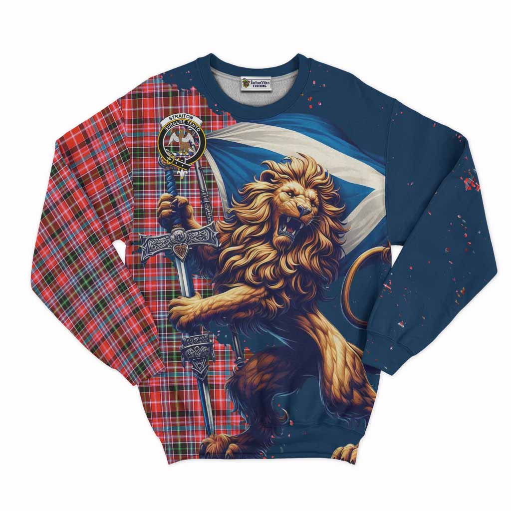 Tartan Vibes Clothing Straiton Tartan Family Crest Sweatshirt with Scottish Majestic Lion