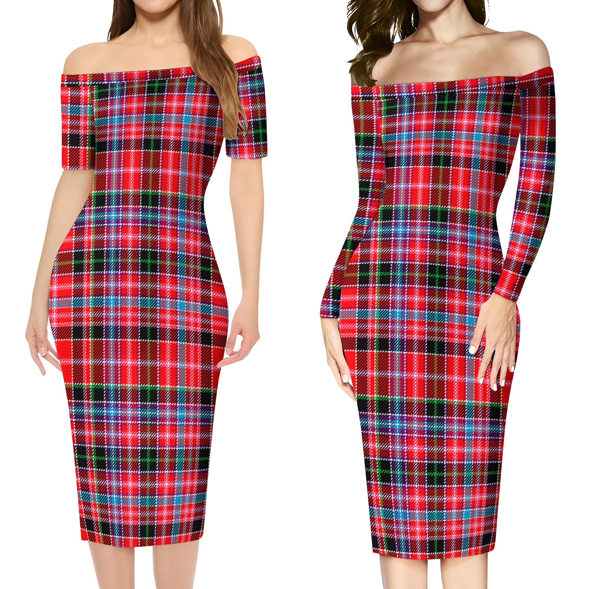 Straiton Tartan Off Shoulder Lady Dress Women's Dress - Tartanvibesclothing