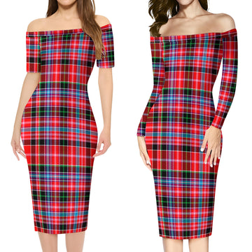 Straiton Tartan Off Shoulder Lady Dress Women's Dress - Tartanvibesclothing