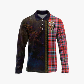 Straiton Tartan Family Crest Long Sleeve Polo Shirt Alba Gu Brath Be Brave Lion Ancient Style