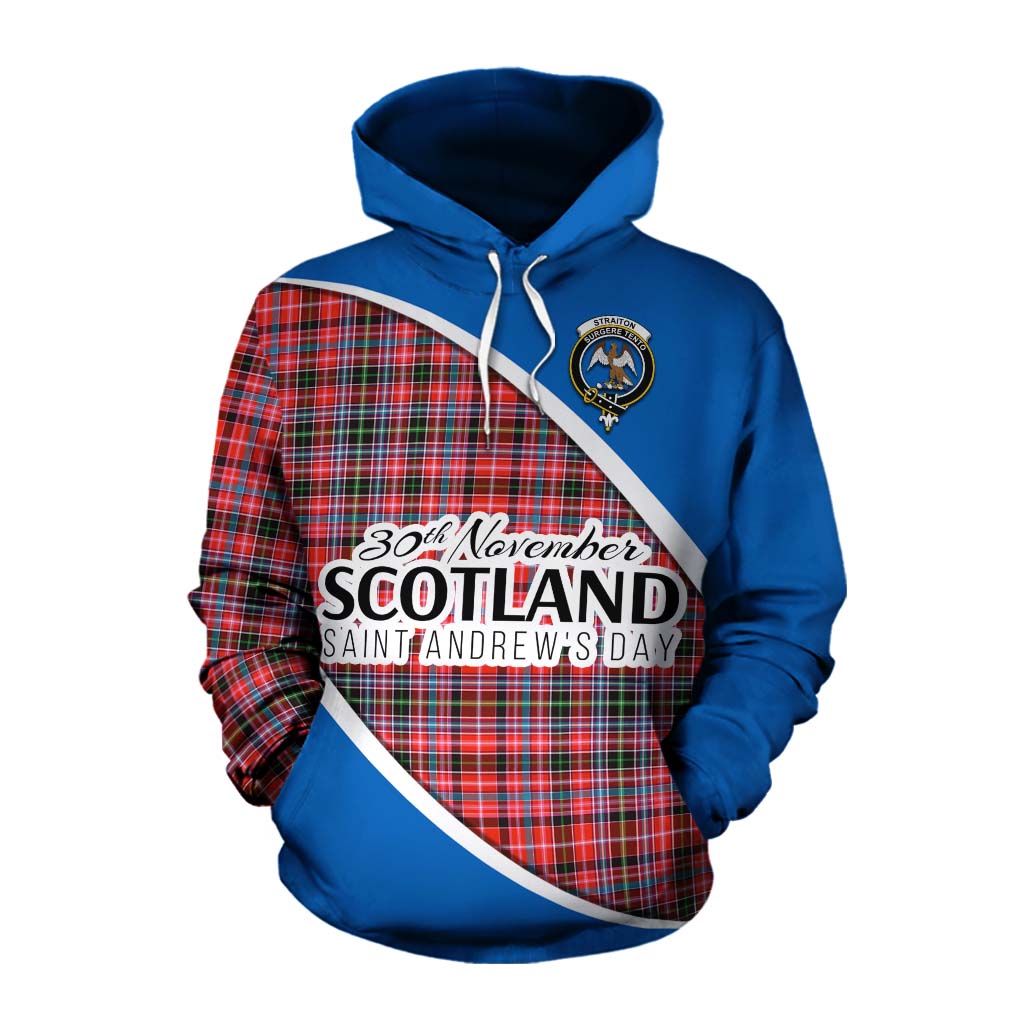 Tartan Vibes Clothing Straiton Family Crest Tartan Cotton Hoodie Celebrate Saint Andrew's Day in Style
