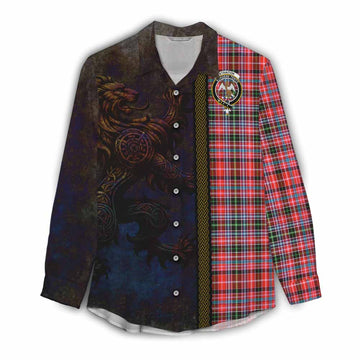 Tartan Vibes Clothing Straiton Tartan Family Crest Women's Casual Shirt Alba Gu Brath Be Brave Lion Ancient Style