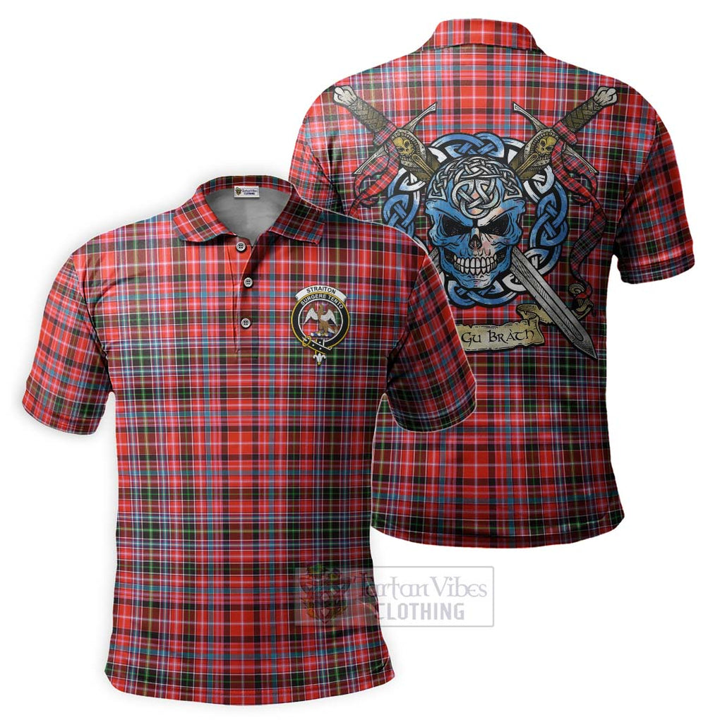 Tartan Vibes Clothing Straiton Tartan Polo Shirt with Family Crest Celtic Skull Style