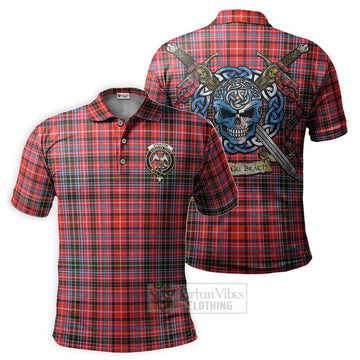 Straiton Tartan Polo Shirt with Family Crest Celtic Skull Style