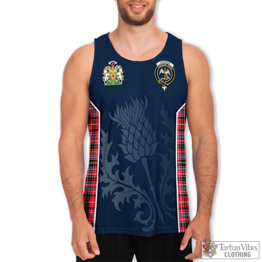 Tartan Vibes Clothing Straiton Tartan Men's Tanks Top with Family Crest and Scottish Thistle Vibes Sport Style