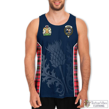 Tartan Vibes Clothing Straiton Tartan Men's Tanks Top with Family Crest and Scottish Thistle Vibes Sport Style