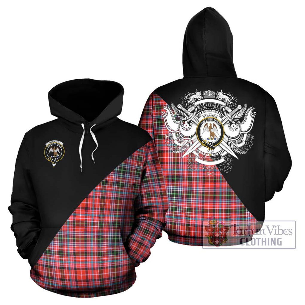 Straiton Tartan Hoodie with Family Crest and Military Logo Style Zip Hoodie - Tartanvibesclothing Shop