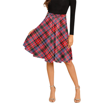 Straiton Tartan Melete Pleated Midi Skirt Cross Style