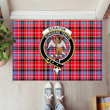 Straiton Tartan Rubber Doormat with Family Crest