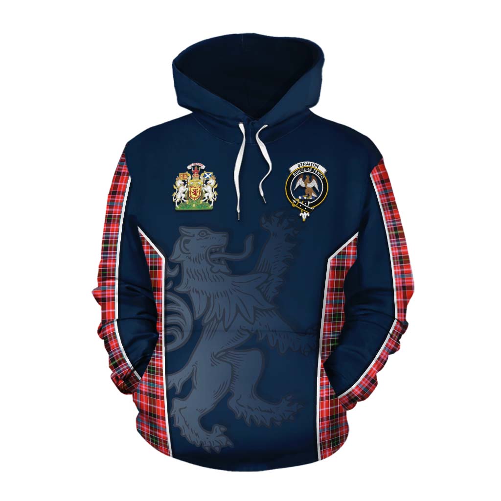 Tartan Vibes Clothing Straiton Tartan Cotton Hoodie with Family Crest and Lion Rampant Vibes Sport Style