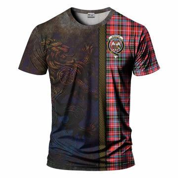 Tartan Vibes Clothing Straiton Tartan Family Crest T-Shirt Alba Gu Brath Be Brave Lion Ancient Style