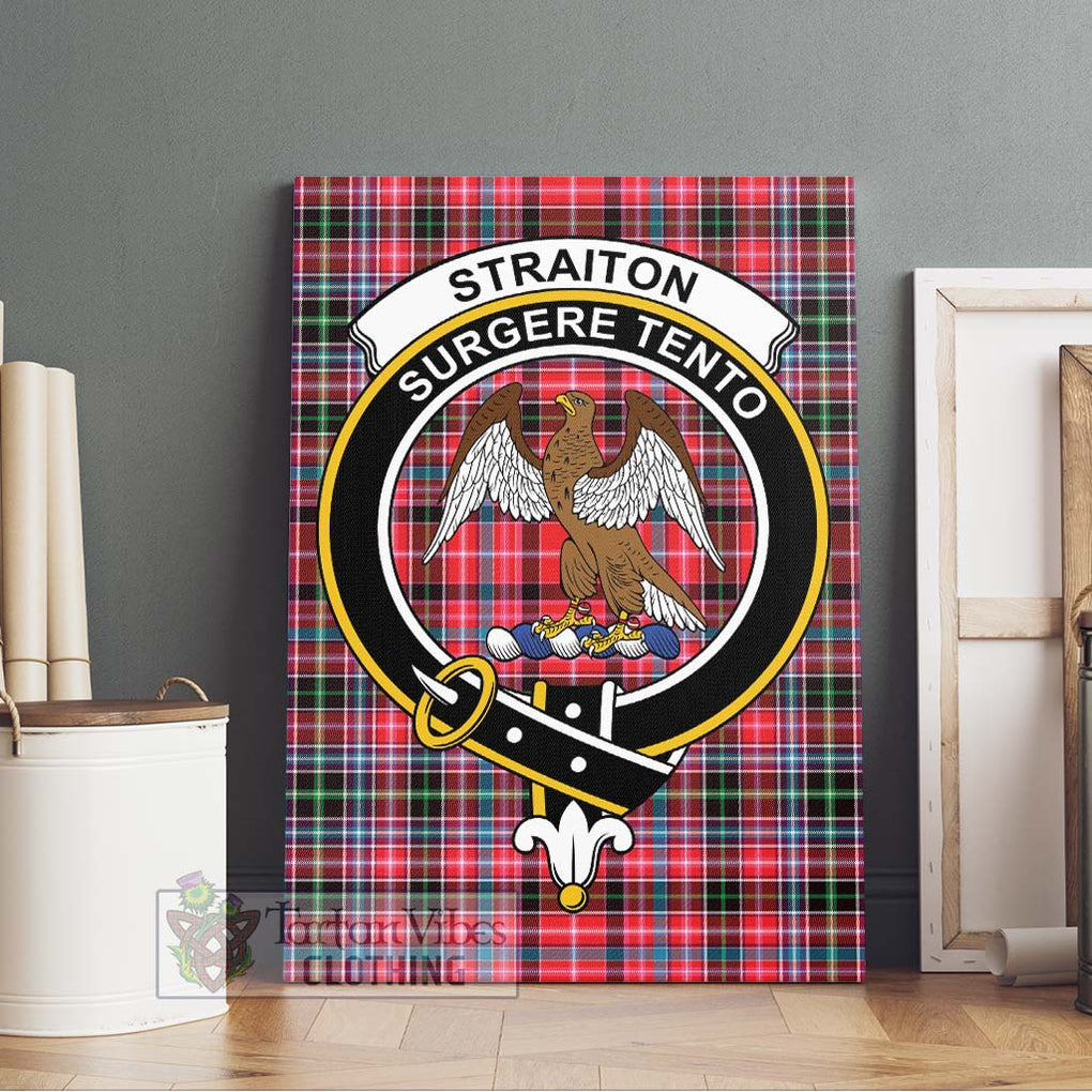 Straiton Tartan Canvas Print Wall Art with Family Crest Without Frame - Tartan Vibes Clothing