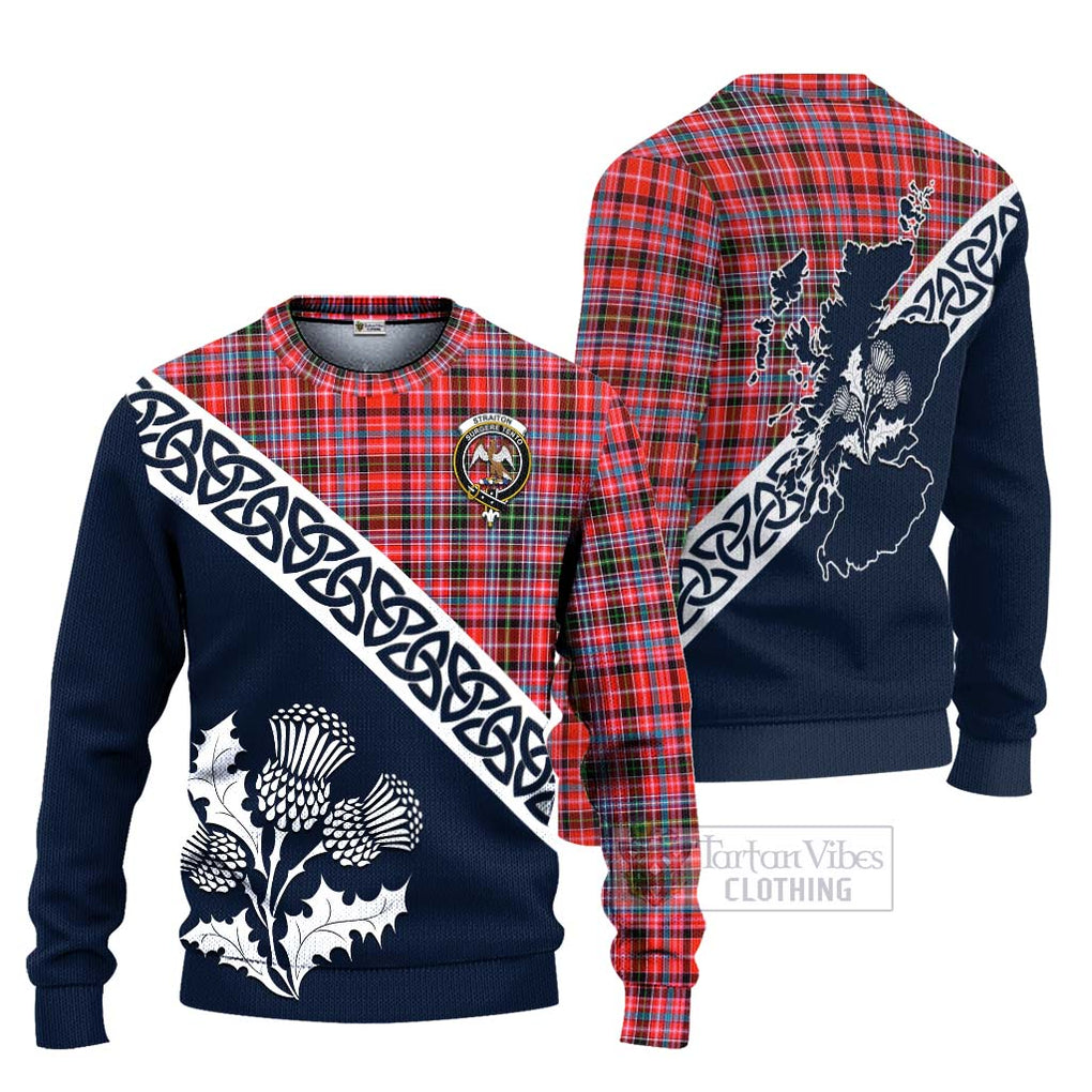 Tartan Vibes Clothing Straiton Tartan Knitted Sweater Featuring Thistle and Scotland Map