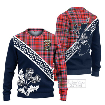 Tartan Vibes Clothing Straiton Tartan Knitted Sweater Featuring Thistle and Scotland Map