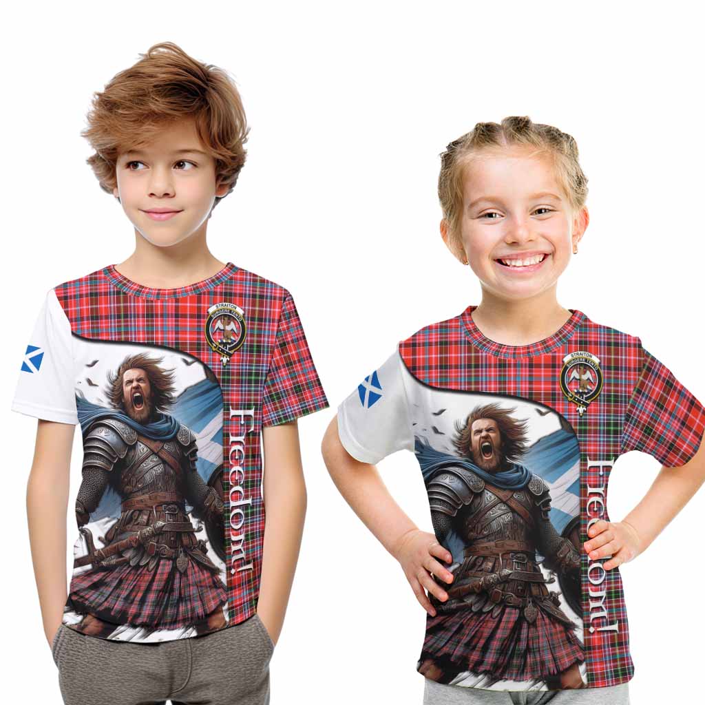 Tartan Vibes Clothing Straiton Crest Tartan Kid T-Shirt Inspired by the Freedom of Scottish Warrior