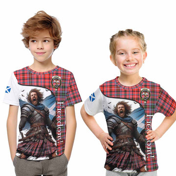Straiton Crest Tartan Kid T-Shirt Inspired by the Freedom of Scottish Warrior