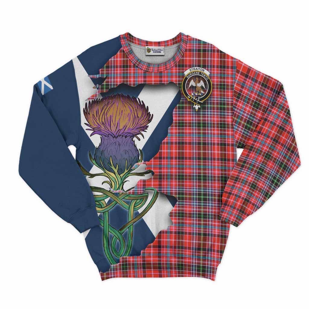 Tartan Vibes Clothing Straiton Tartan Family Crest Sweatshirt Scottish Thistle Celtic Inspired