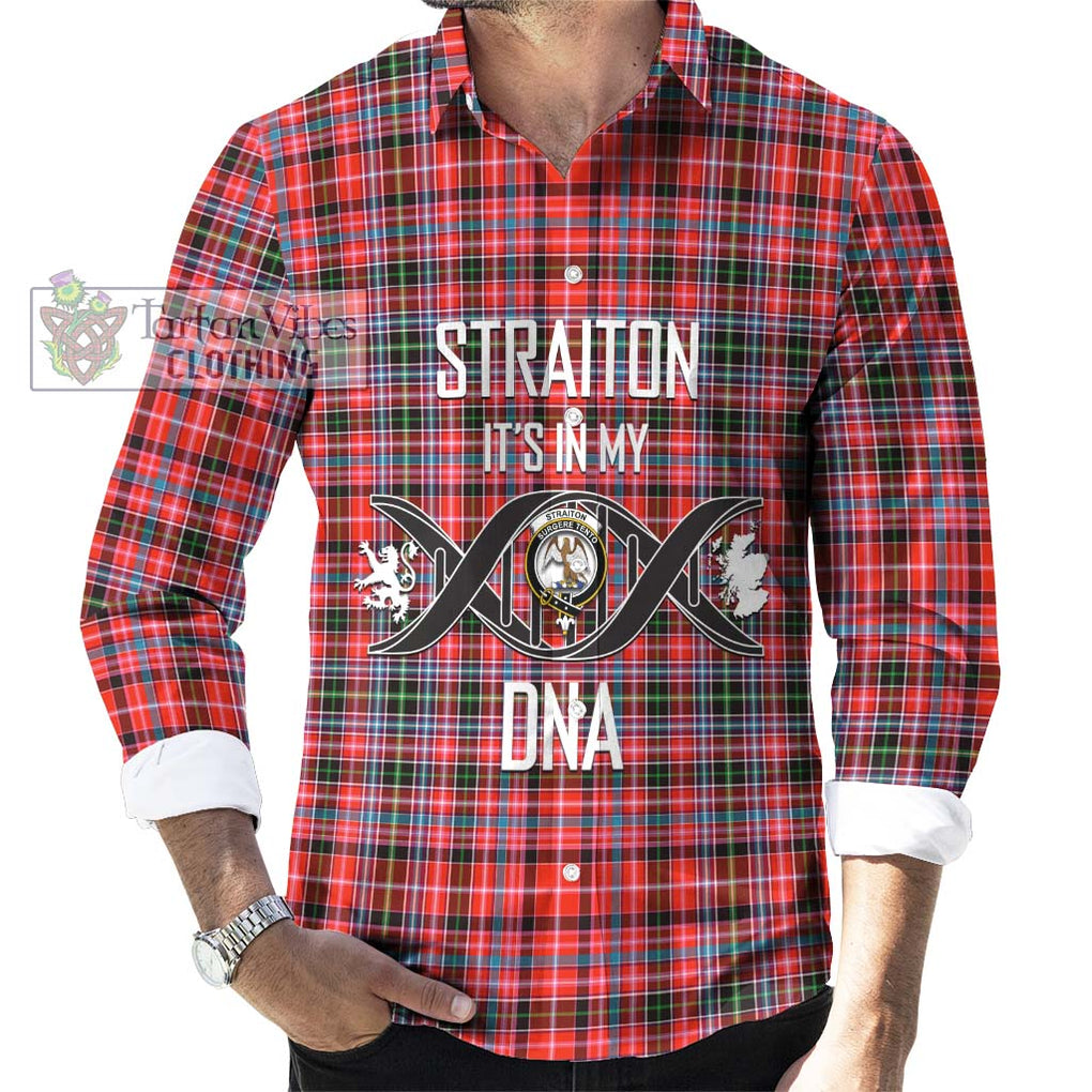 Straiton Tartan Long Sleeve Button Shirt with Family Crest DNA In Me Style Men's Shirt S - Tartanvibesclothing Shop