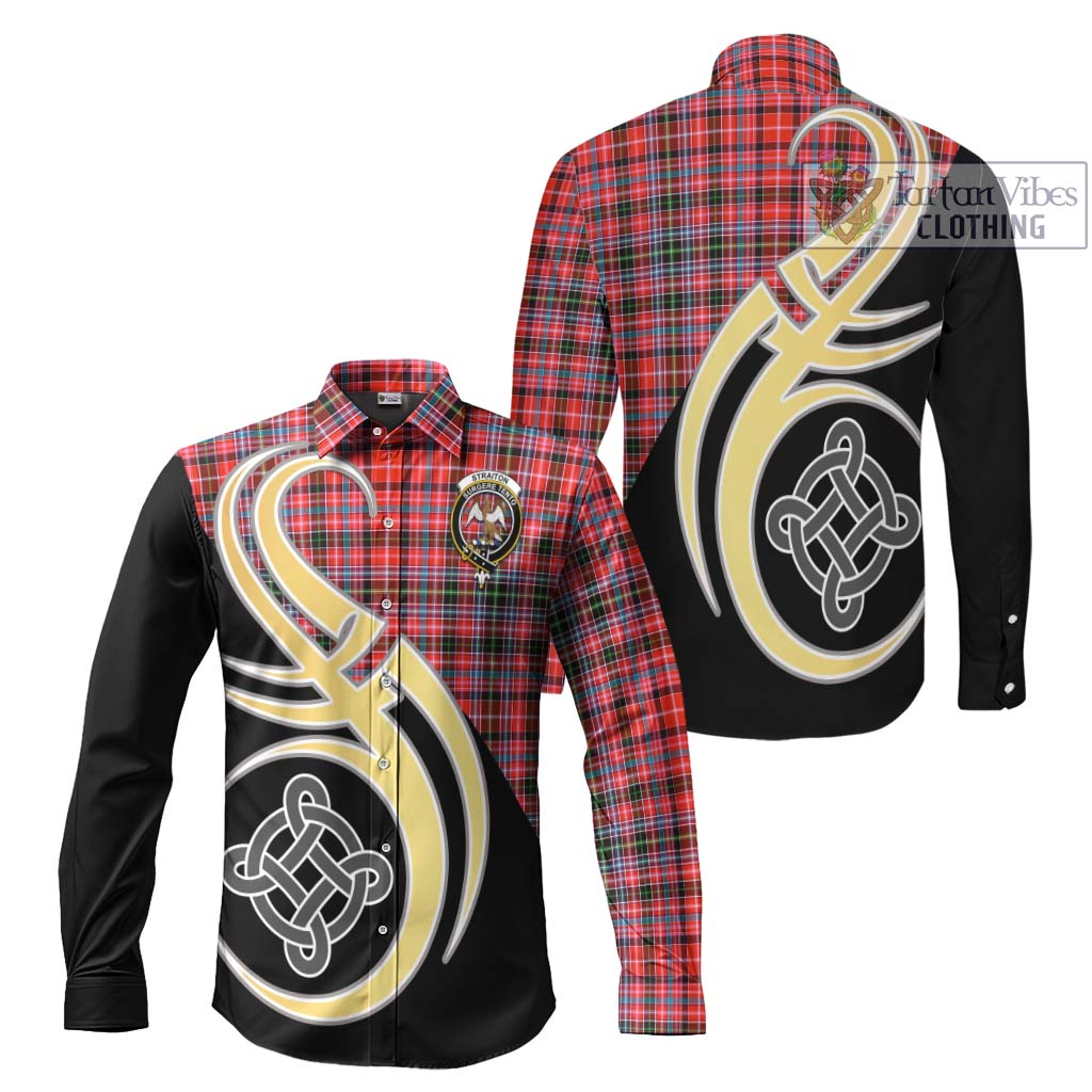 Straiton Tartan Long Sleeve Button Shirt with Family Crest and Celtic Symbol Style Men's Shirt S - Tartan Vibes Clothing