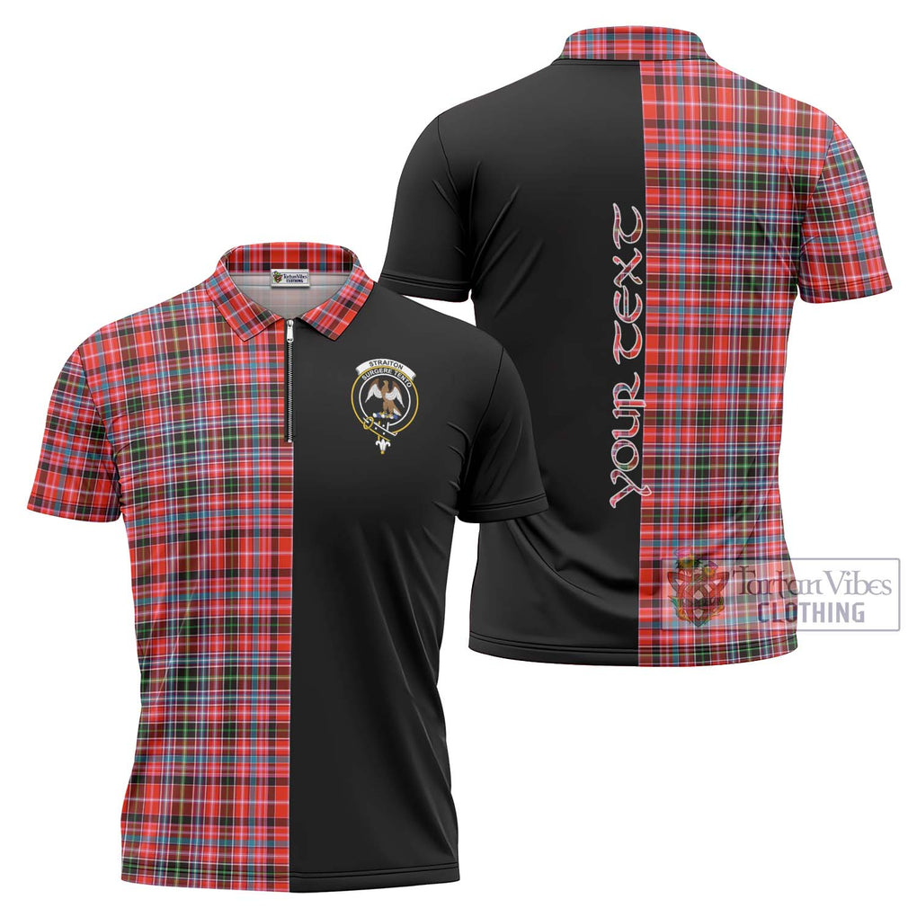 Straiton Tartan Zipper Polo Shirt with Family Crest and Half Of Me Style Unisex - Tartanvibesclothing Shop