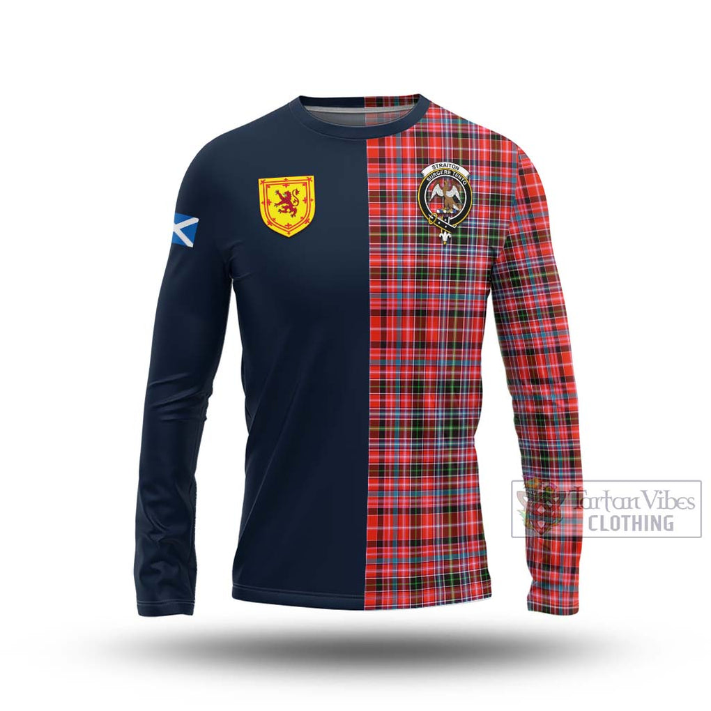 Tartan Vibes Clothing Straiton Tartan Long Sleeve T-Shirt with Scottish Lion Royal Arm Half Style