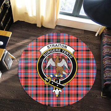 straiton-tartan-round-rug-with-family-crest