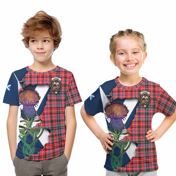 Straiton Tartan Family Crest Kid T-Shirt Scottish Thistle Celtic Inspired