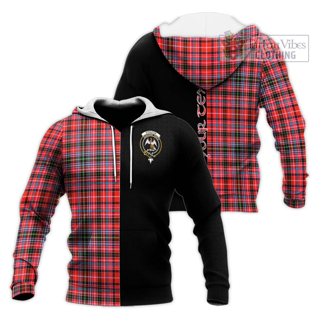 Straiton Tartan Knitted Hoodie with Family Crest and Half Of Me Style Unisex Knitted Pullover Hoodie - Tartanvibesclothing Shop