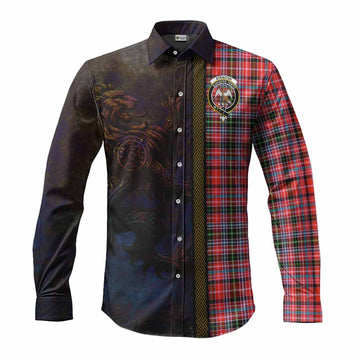 Straiton Tartan Family Crest Long Sleeve Button Shirt Alba Gu Brath Be Brave Lion Ancient Style