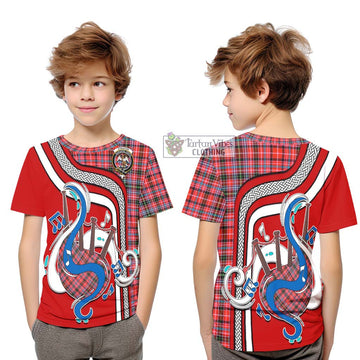 Tartan Vibes Clothing Straiton Tartan Kid T-Shirt with Epic Bagpipe Style