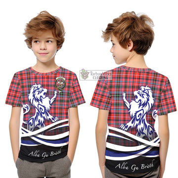 Straiton Tartan Kid T-Shirt with Alba Gu Brath Regal Lion Emblem Youth XL Size14 - Tartanvibesclothing Shop