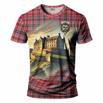 Tartan Vibes Clothing Straiton Tartan Family Crest T-Shirt with Scottish Ancient Castle Stype